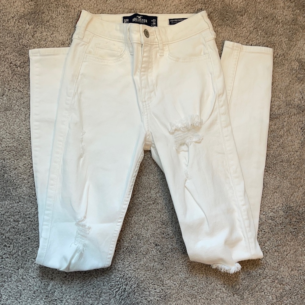 White Hollister Ripped Jeans